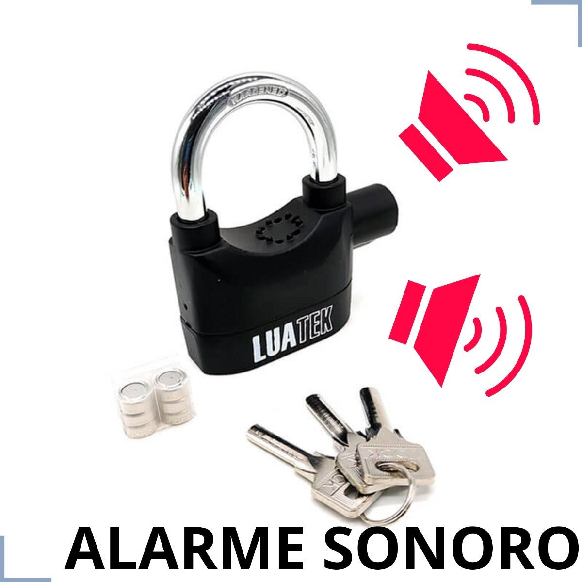 Cadeado Antifurto Lua Tek com Alarme Sonoro, 3 Chaves e Resistência à Chuva – Segurança Reforçada