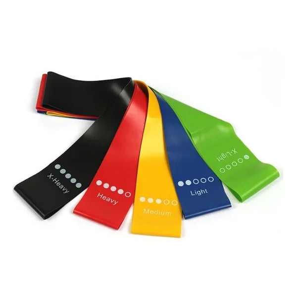 Kit com 5 Faixas Elásticas de Resistência — Treine em Casa, na Academia ou Onde Quiser!