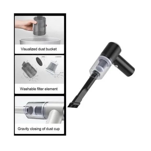 Mini Aspirador Portátil 3 em 1 Recarregável – Limpeza Rápida para Carro e Casa | Poderosa Sucção Wireless