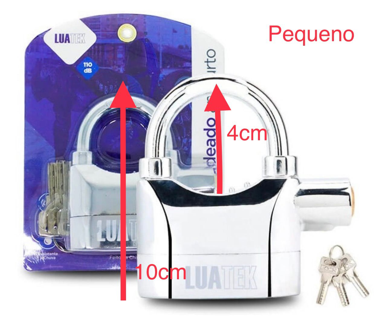 Cadeado Antifurto Lua Tek com Alarme Sonoro, 3 Chaves e Resistência à Chuva – Segurança Reforçada