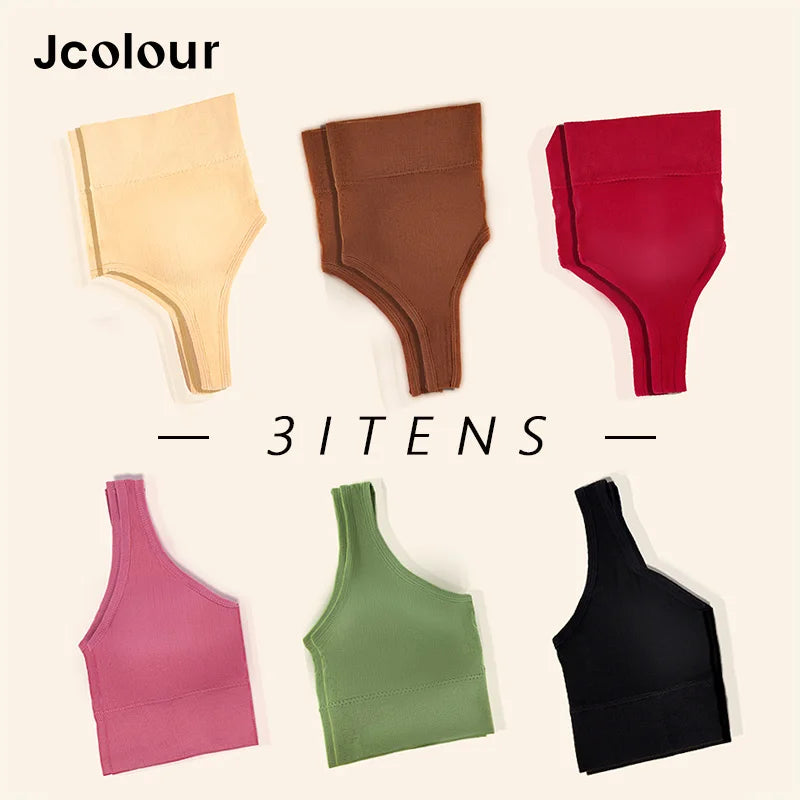 Kit com 3 Tops Femininos Esportivos Sem Costura — Conforto, Sustentação e Estilo para Seus Treinos!